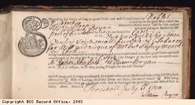 Bill of lading for tobacco