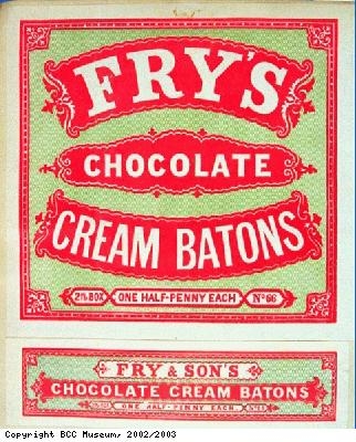 Wrapper for Frys Chocolate Cream Batons