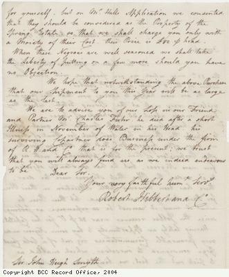 Letter regarding the purchase of slaves