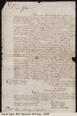 Letter regarding running of plantation