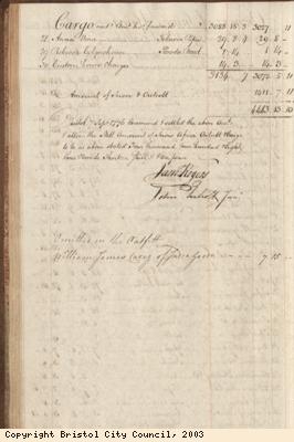 Page 56 from log book of ship Africa