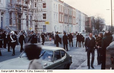 St Pauls Riots, police in road