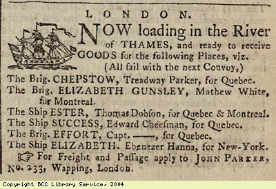 Advert: ships taking cargo and passengers