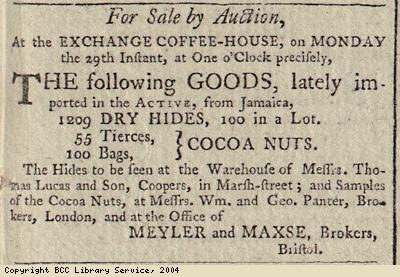 Advert for sale of Jamaican goods