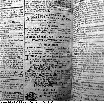 Advert for the sale of sugar