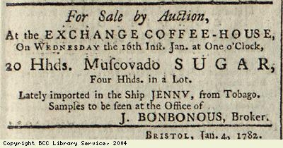 Advert for sugar auction