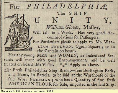 Advert; passage of ship