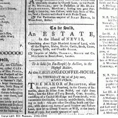 Advertisement, an estate for sale on Nevis