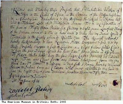 Bill of sale of slave, Cipo