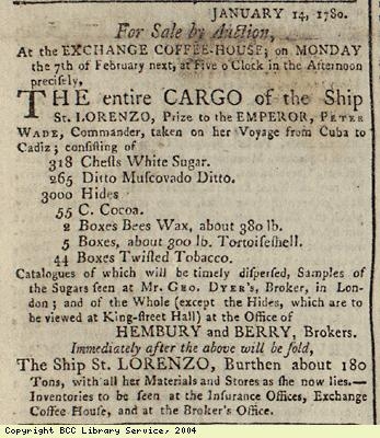 Cargo of ship for sale by auction