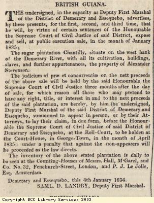 Detail from plantation sale notice