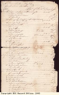 Fitting out invoice for ship True Briton