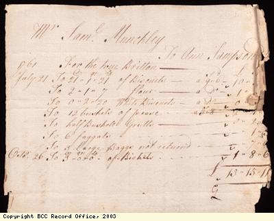 Fitting out invoice for ship True Briton