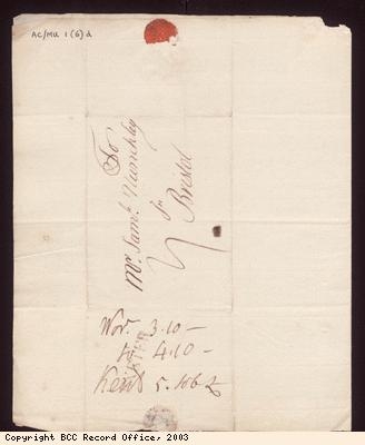 Letter, John Duntze to S Munckley (detail)