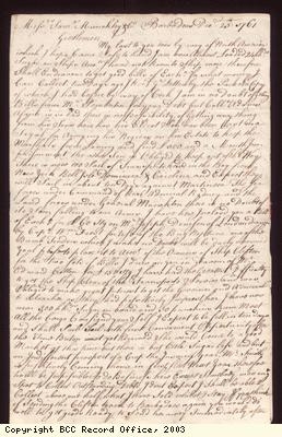 Letter, John Smith to S Munckley