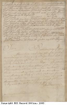 Letter re ships lost at St Kitts