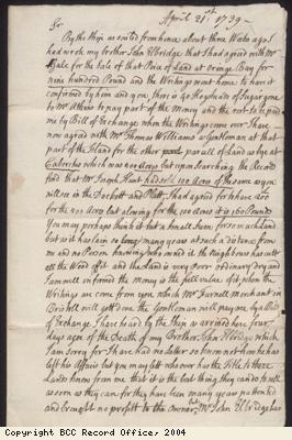 Letter regarding sale of land