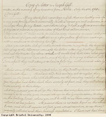 Letter to plantation overseer