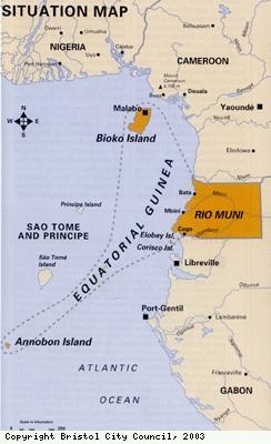 Map showing location of Equatorial Guinea