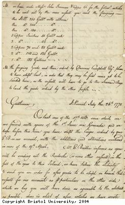 Note of goods to be shipped on Pembroke
