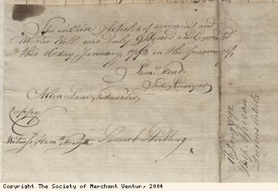 Note on reverse of muster roll