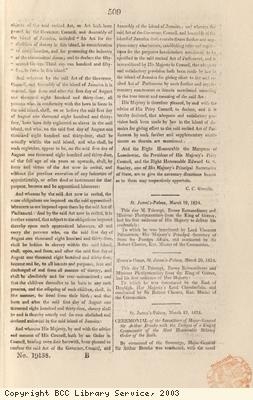 Notice of Act for the Abolition of Slavery