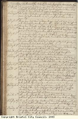 Page 50 of log book of Black Prince