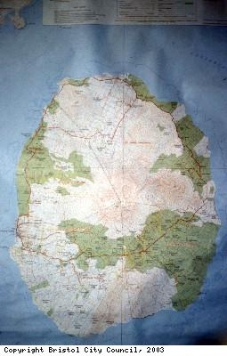 Photograph of Nevis map