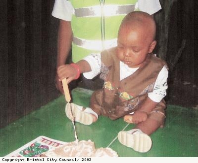 Rivaldo cutting his birthday cake