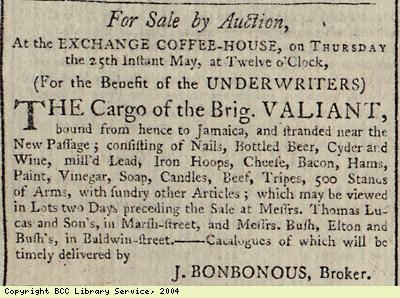 Sale by auction of cargo of ship