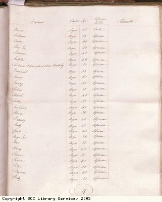 Page 19, Slave list, Chepstow Estate, Jamaica