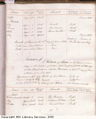Page 25, Slave list, Chepstow Estate, Jamaica