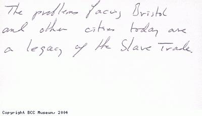 Slavery exhibition comment card