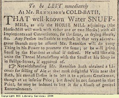 Snuff mills to be let
