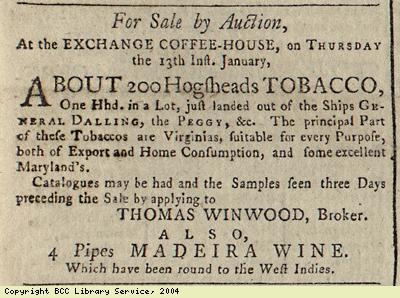 Tobacco for sale by auction